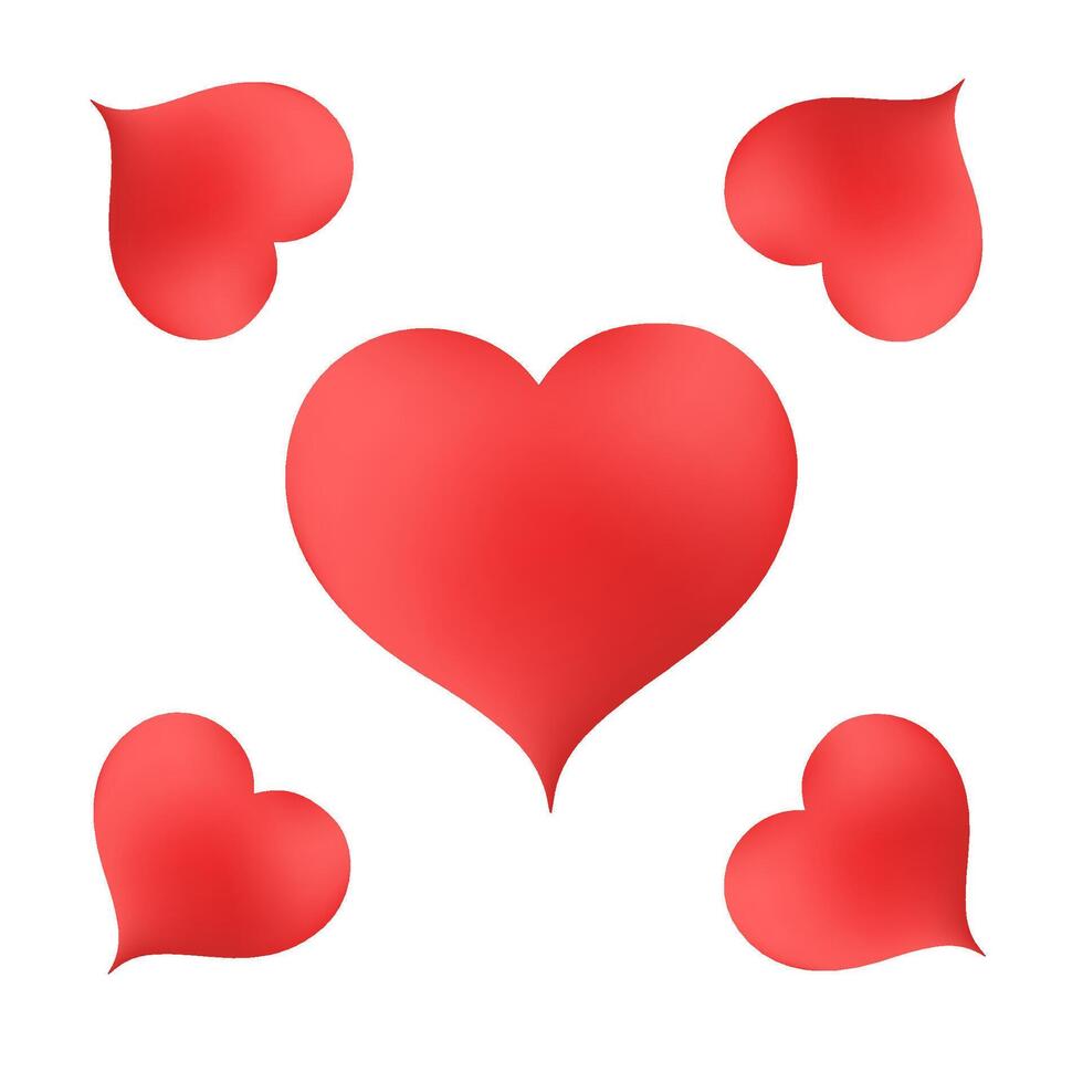 pastel pink and red soft heart shape frame design. Collection of geometric backdrop for cosmetic product display. Elements for valentine day festival design. Top view. Vector illustration