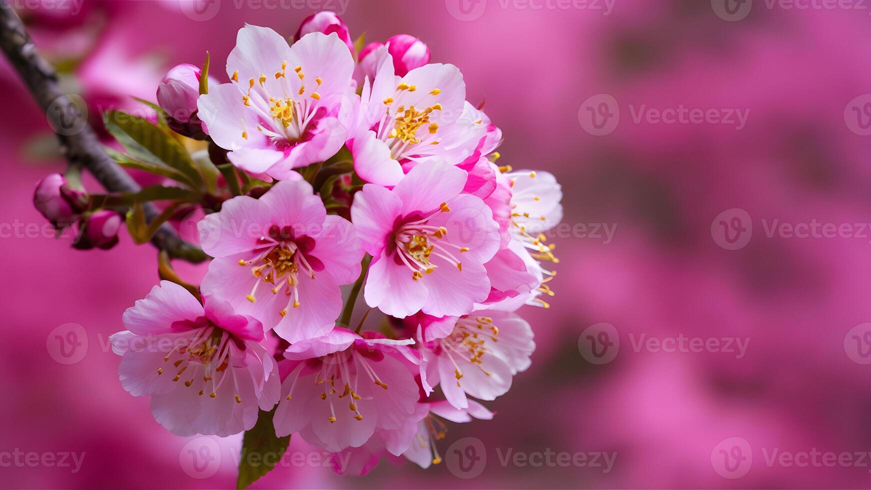 AI generated Beautiful pink blossom flowers create abstract and stunning background photo