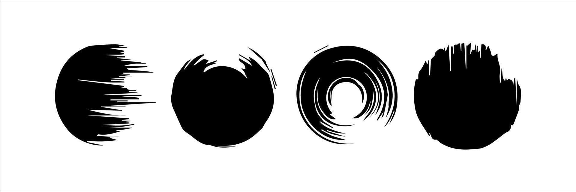 Vector set of grunge circle brush