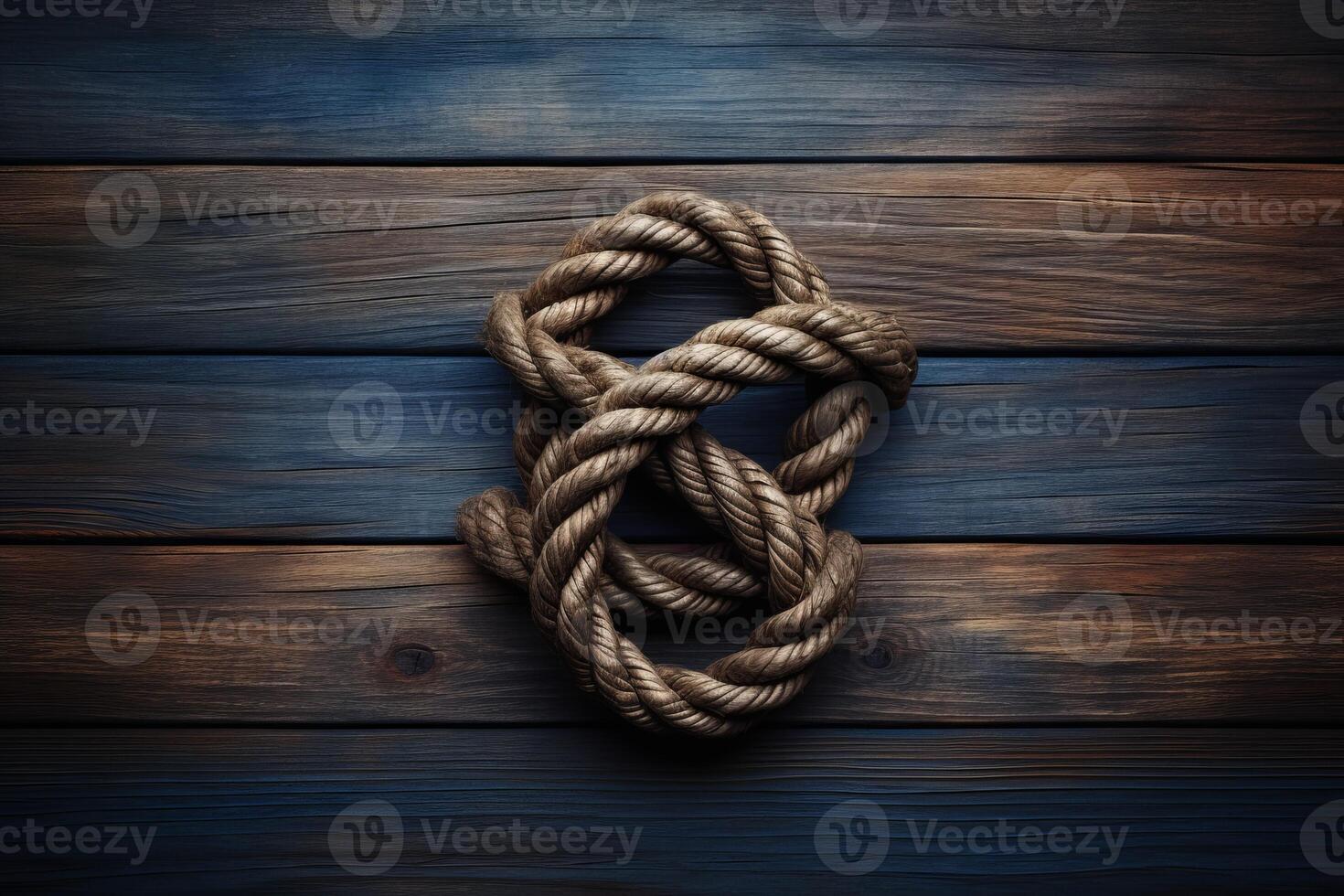AI generated Marine knot on wooden background. Generate AI photo