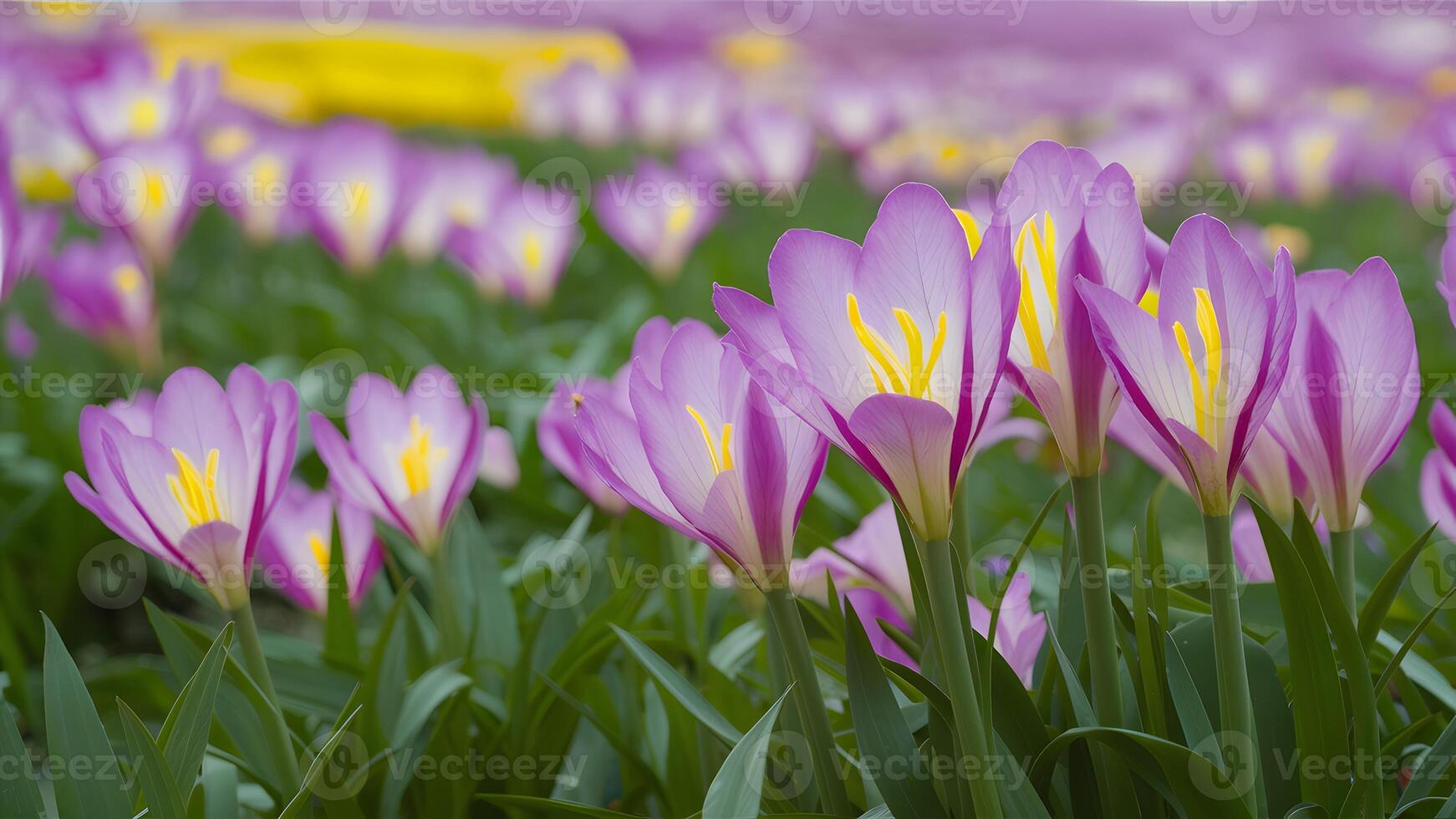 AI generated Vibrant flowers against a springtime backdrop create stunning scenery photo