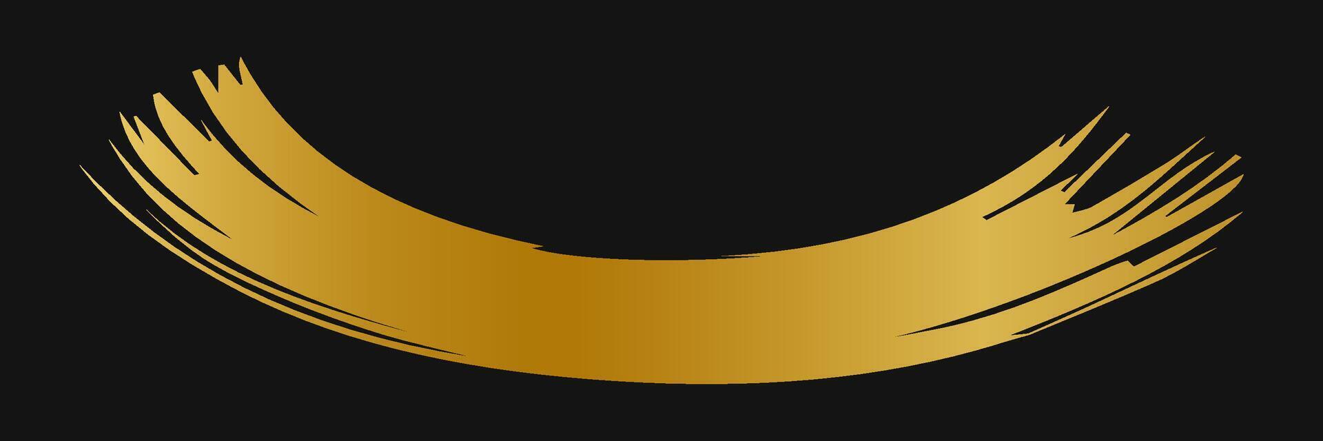 Golden paint brush stroke. Set of gold paint smear with glittering texture. Realistic gold brush stroke with metallic effect. Vector