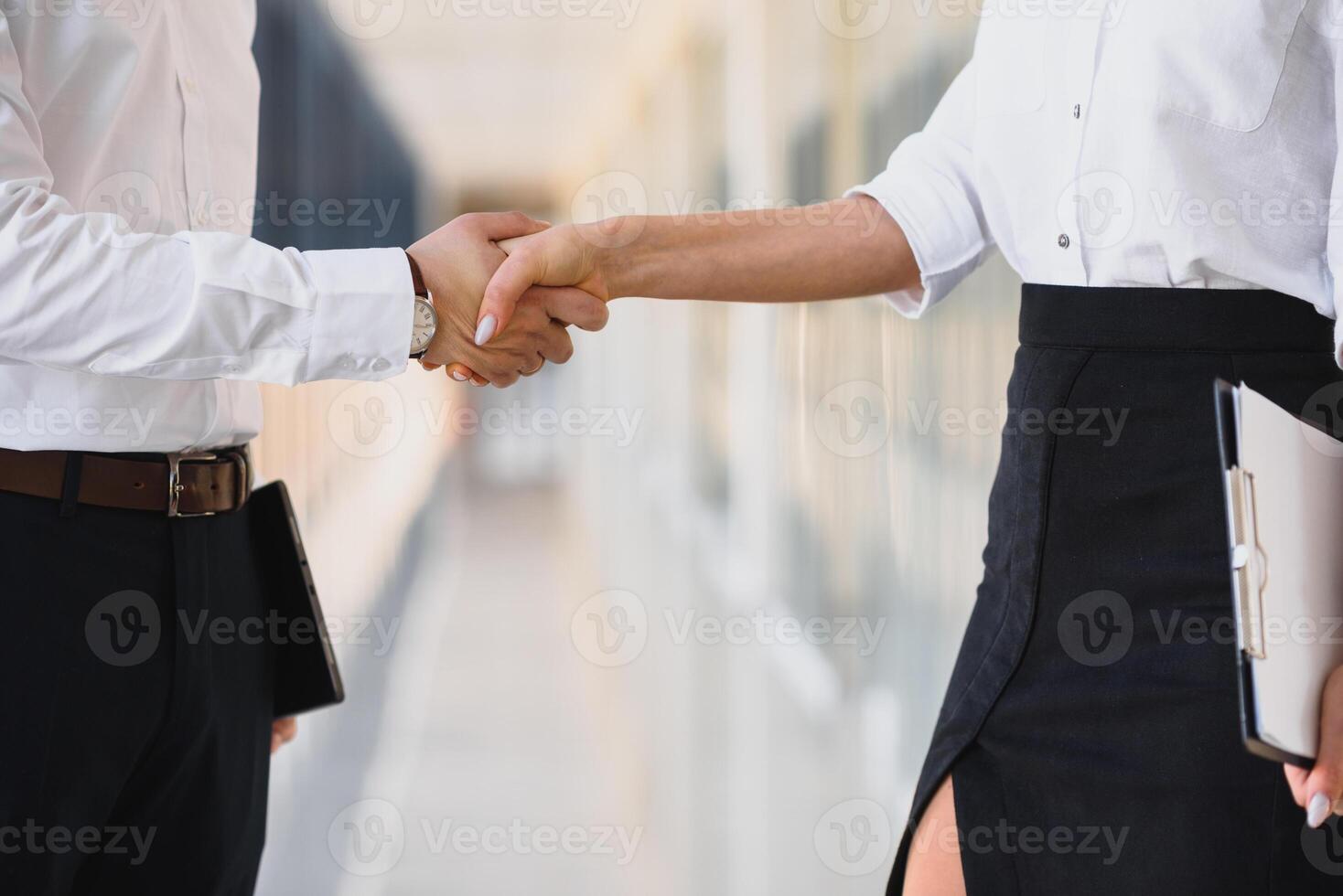 empresarios dándose la mano, terminando una reunión foto