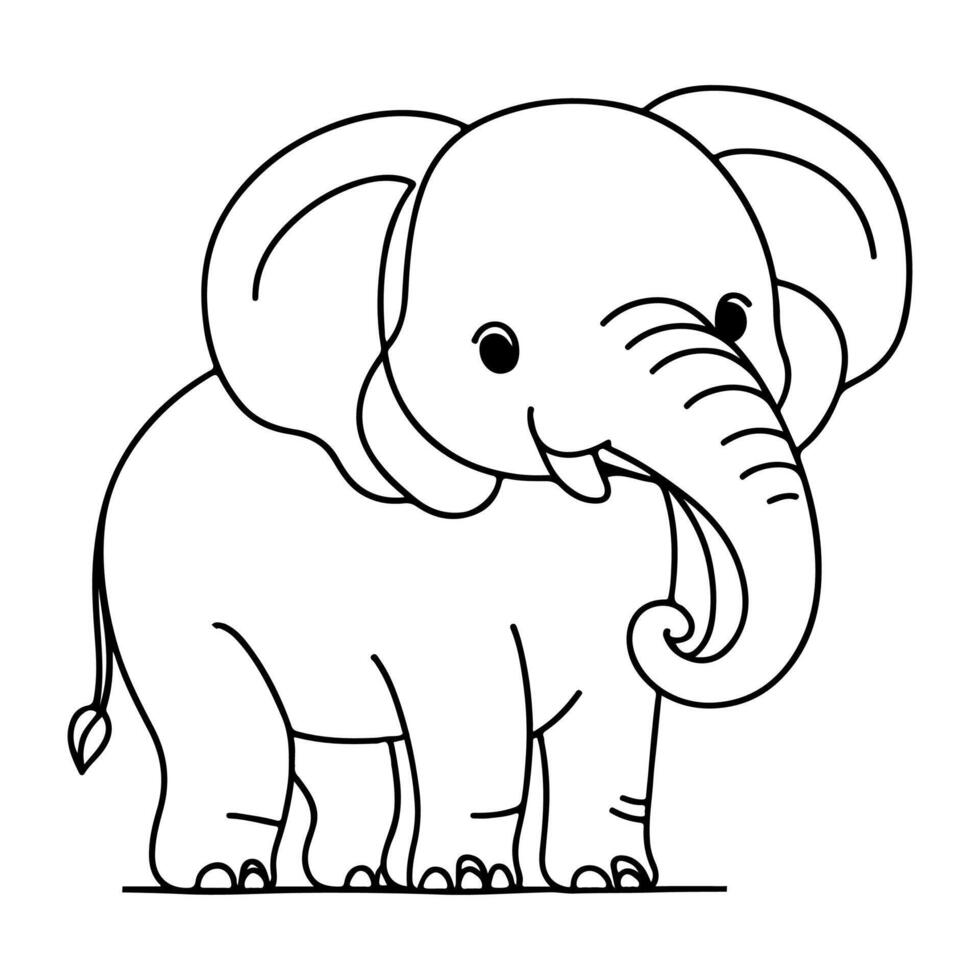 ai generado continuo soltero mano dibujo negro línea Arte de elefante contorno garabatear dibujos animados bosquejo estilo vector ilustración en blanco antecedentes