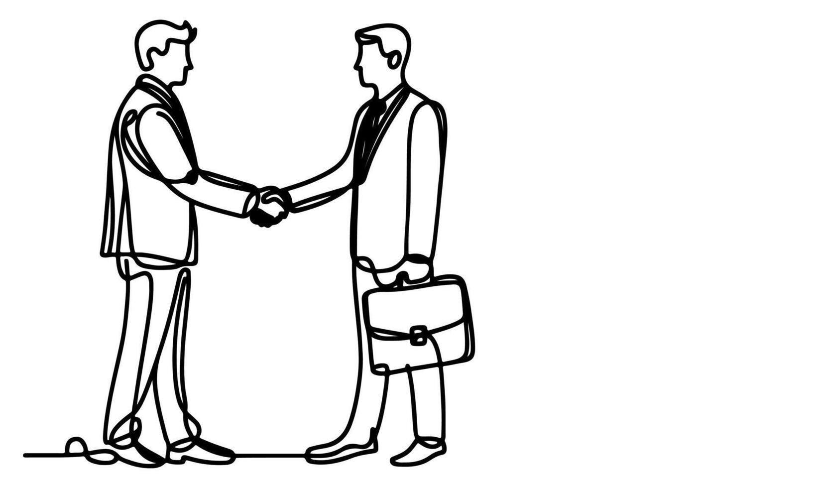 AI generated one continuous black line drawing closeup businessmen handshake outline doodle vector illustration on white background