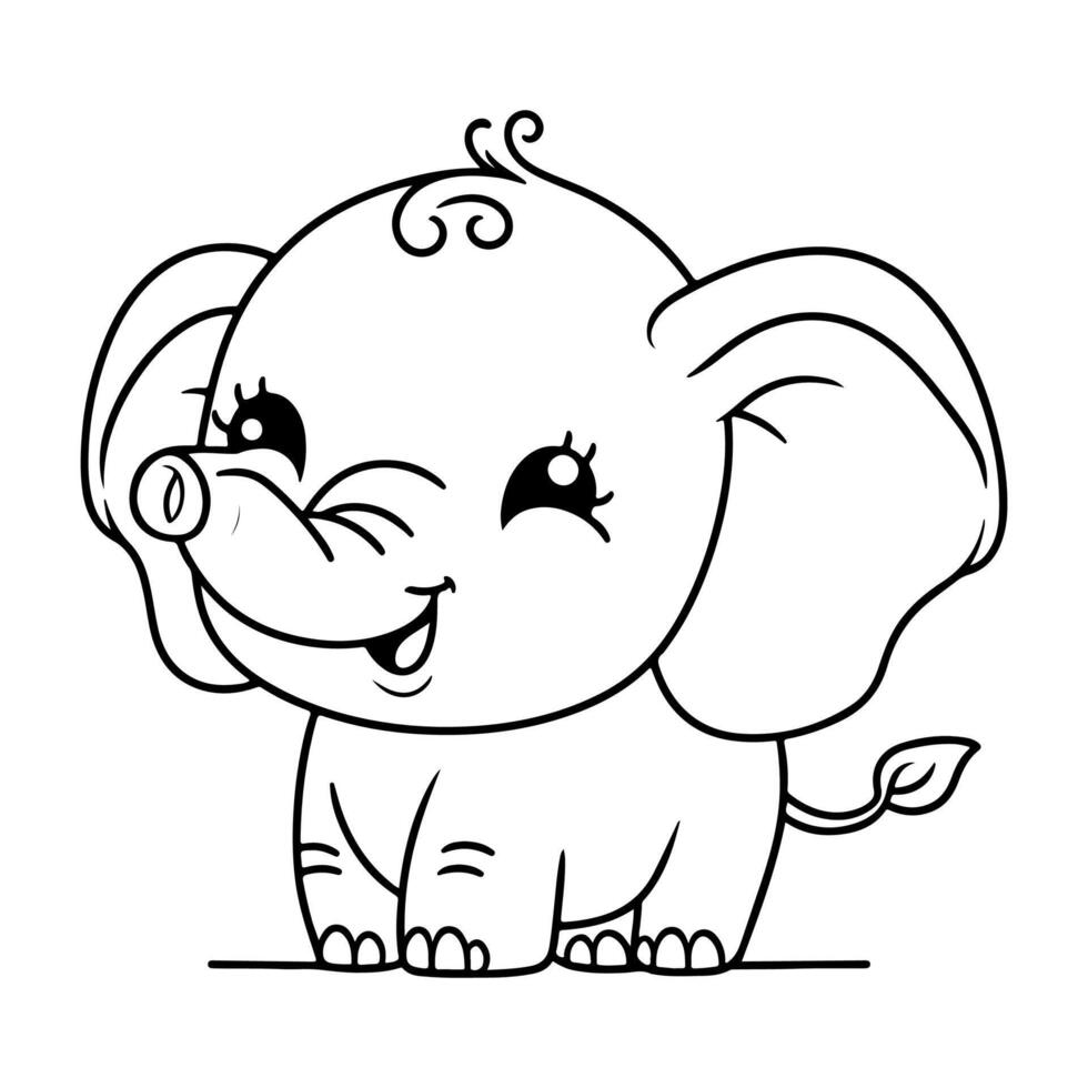 AI generated continuous single hand drawing black line art of elephant outline doodle cartoon sketch style vector illustration on white background
