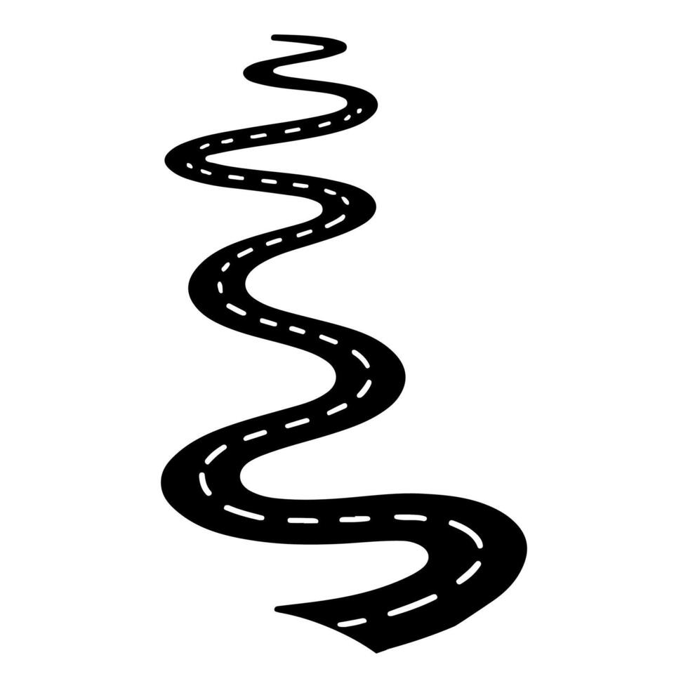 AI generated road straight up to hill and curved vector illustration isolated on white background