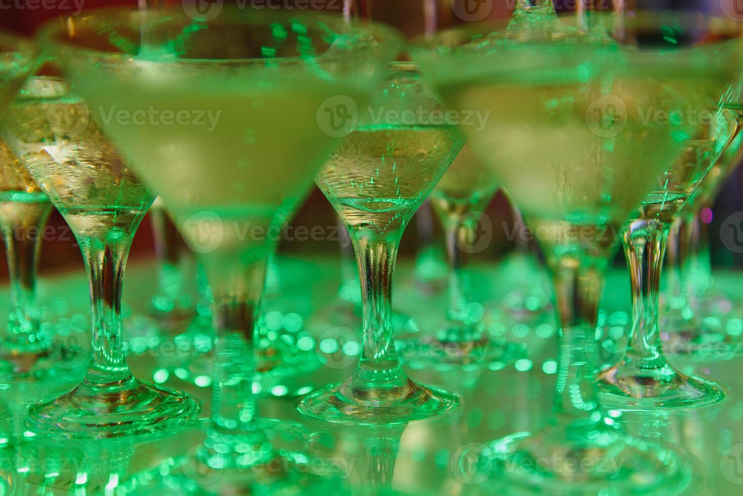 pyramid of champagne glasses at the wedding photo