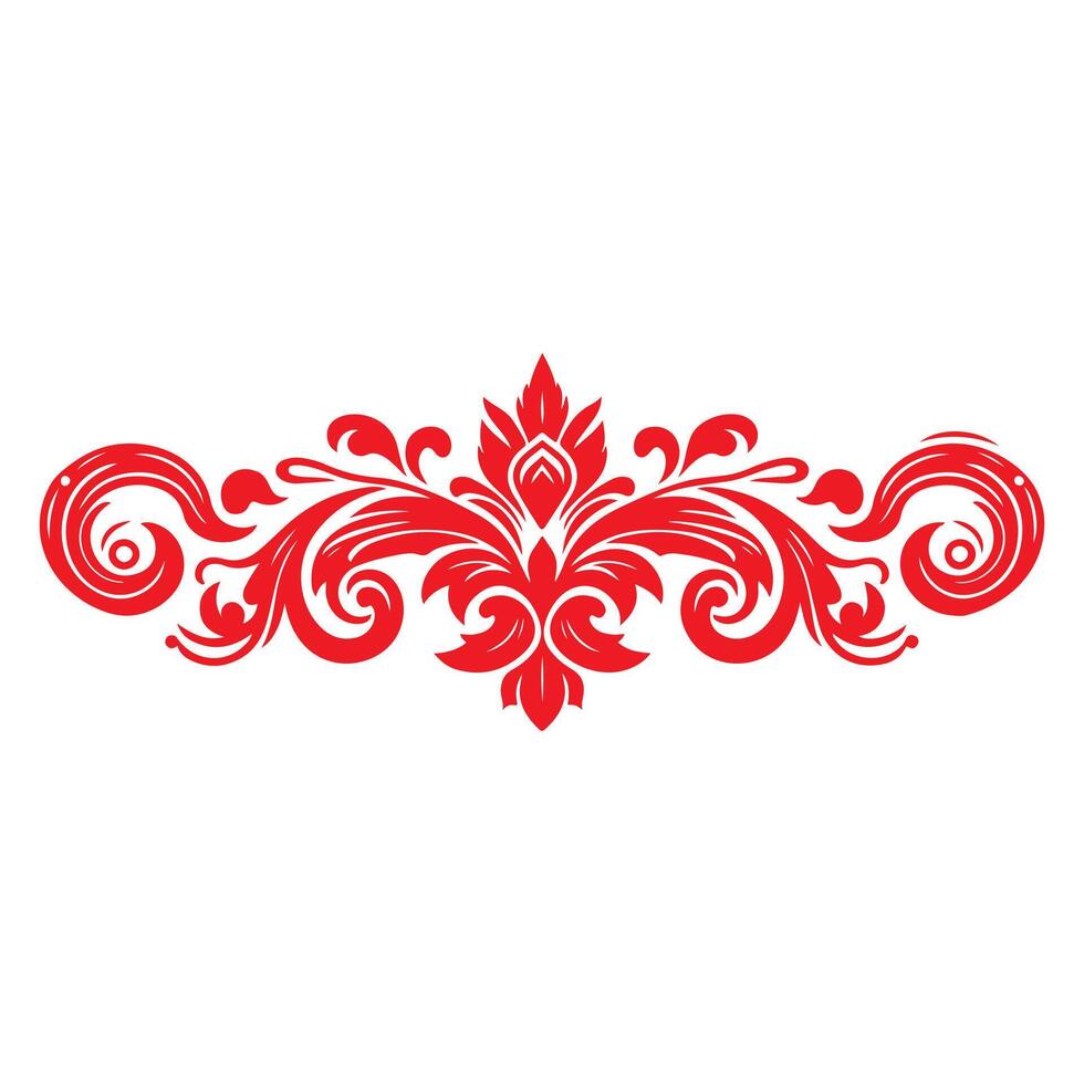 damask red color element oriental vector isolated ob white background