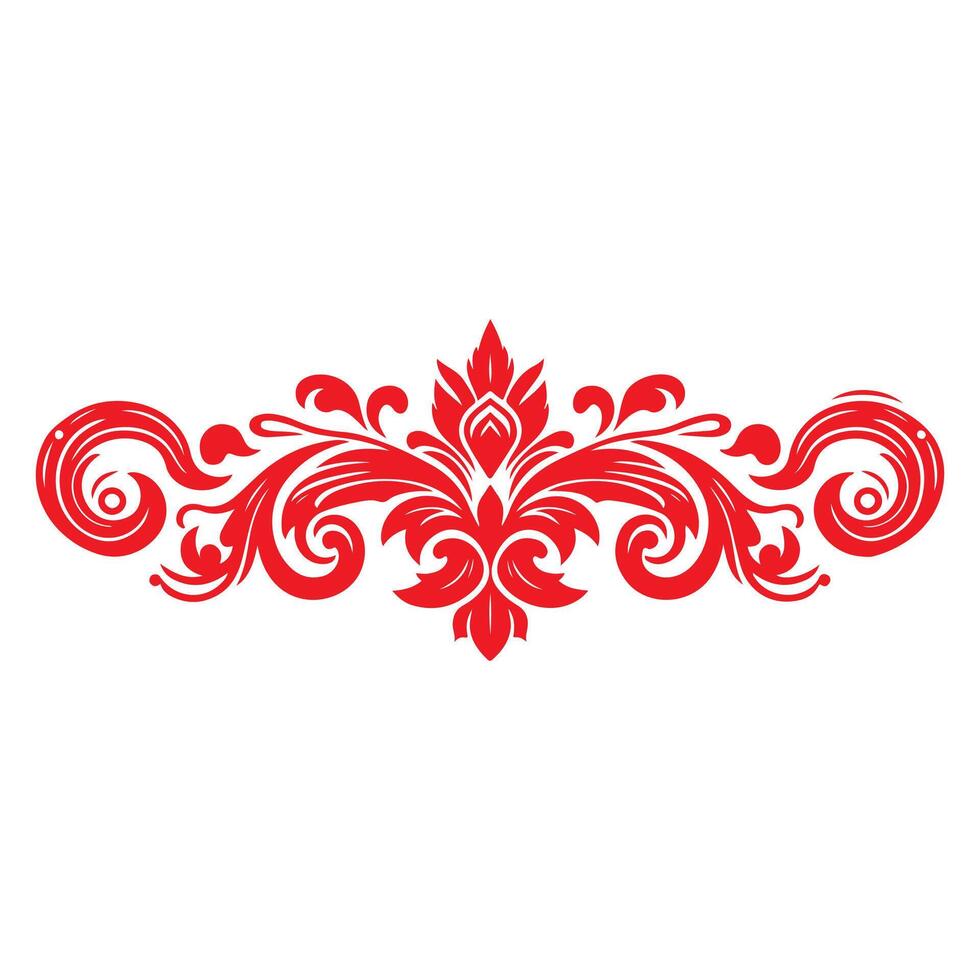 damask red color element oriental vector isolated ob white background