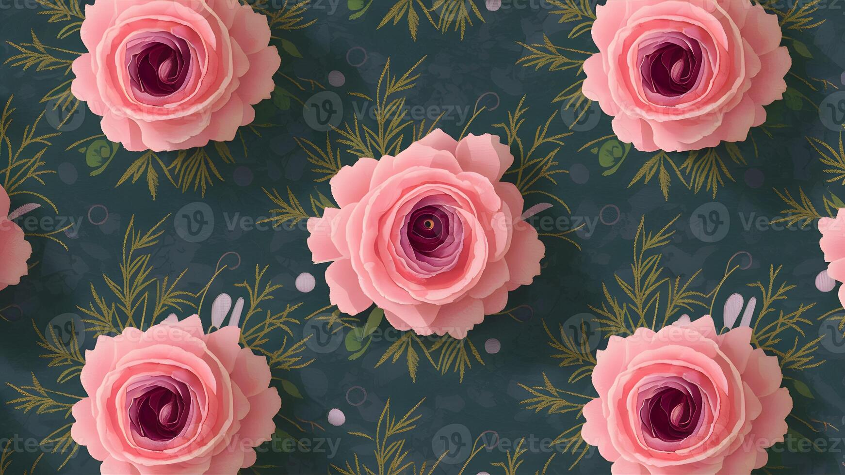 AI generated Elegant floral background with vintage style pink and purple roses photo