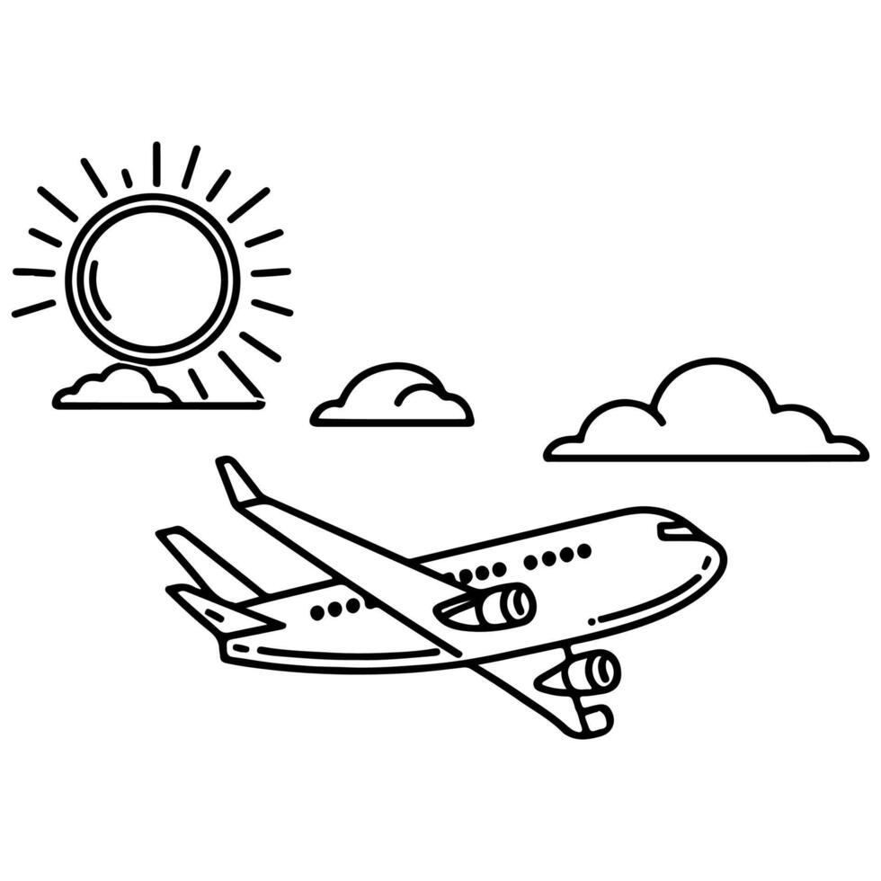 AI generated Airplane flat icon sign design outline doodle international travel vector illustration on white background