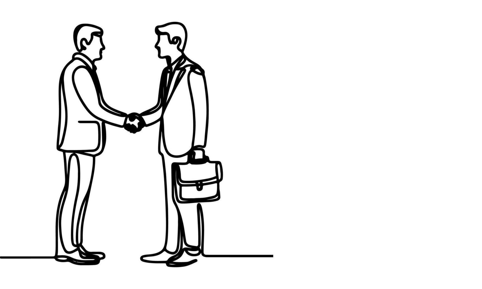 AI generated one continuous black line drawing closeup businessmen handshake outline doodle vector illustration on white background