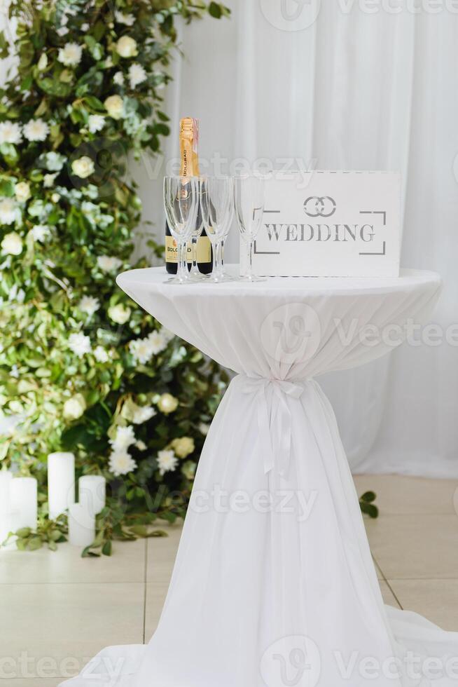 flowers decorations during outdoor wedding ceremony photo