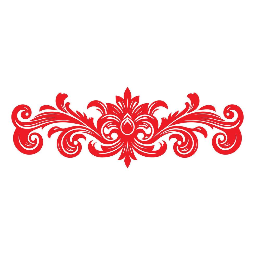 damask red color element oriental vector isolated ob white background