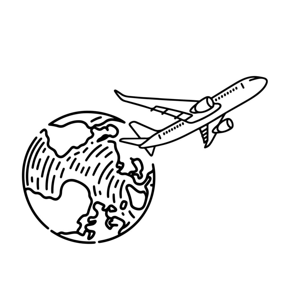 AI generated Airplane flat icon sign design outline doodle international travel vector illustration on white background