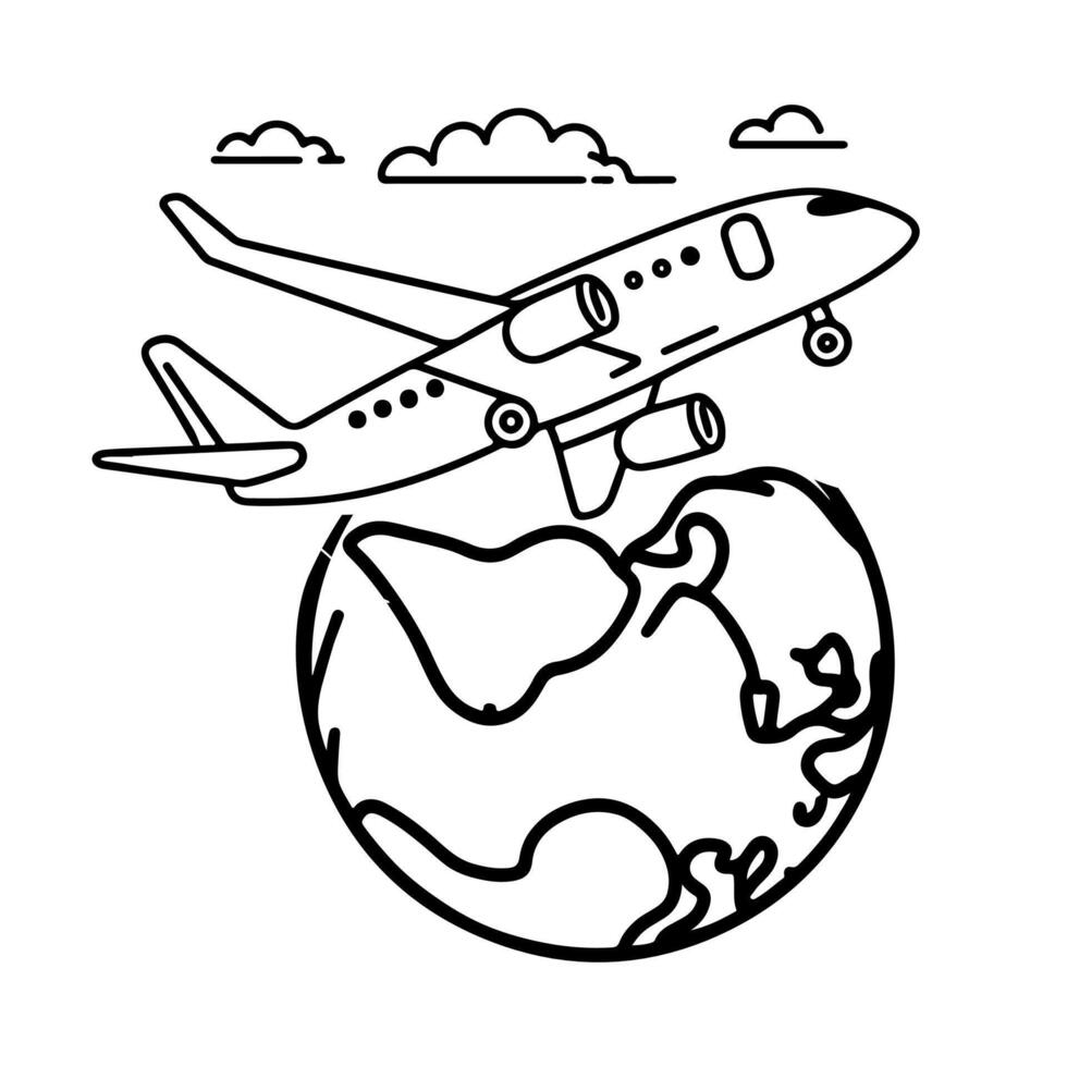 AI generated Airplane flat icon sign design outline doodle international travel vector illustration on white background