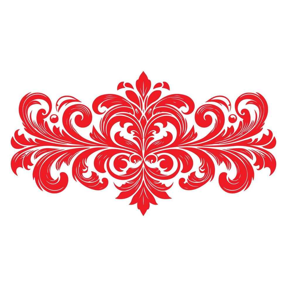 damask red color element oriental vector isolated ob white background