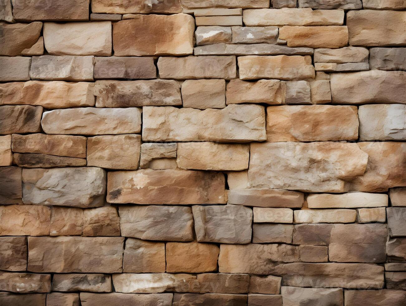 AI generated Stone wall texture background, grey stone siding with different sized stones. Stones Perfectly Placed. Gray stone wall background. photo