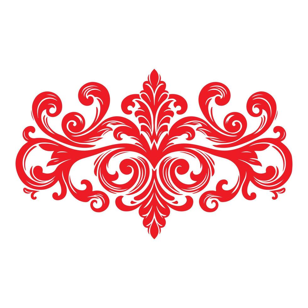damask red color element oriental vector isolated ob white background