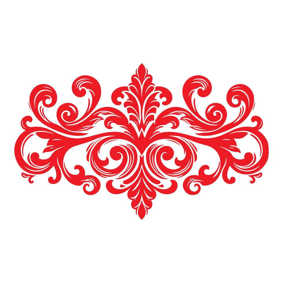 damask red color element oriental vector isolated ob white background