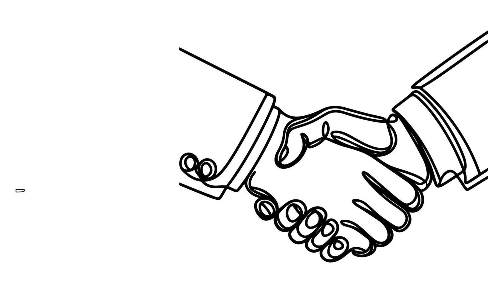AI generated one continuous black line drawing closeup businessmen handshake outline doodle vector illustration on white background