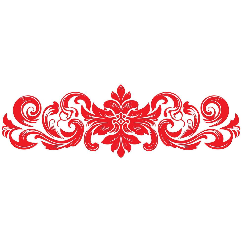 damask red color element oriental vector isolated ob white background