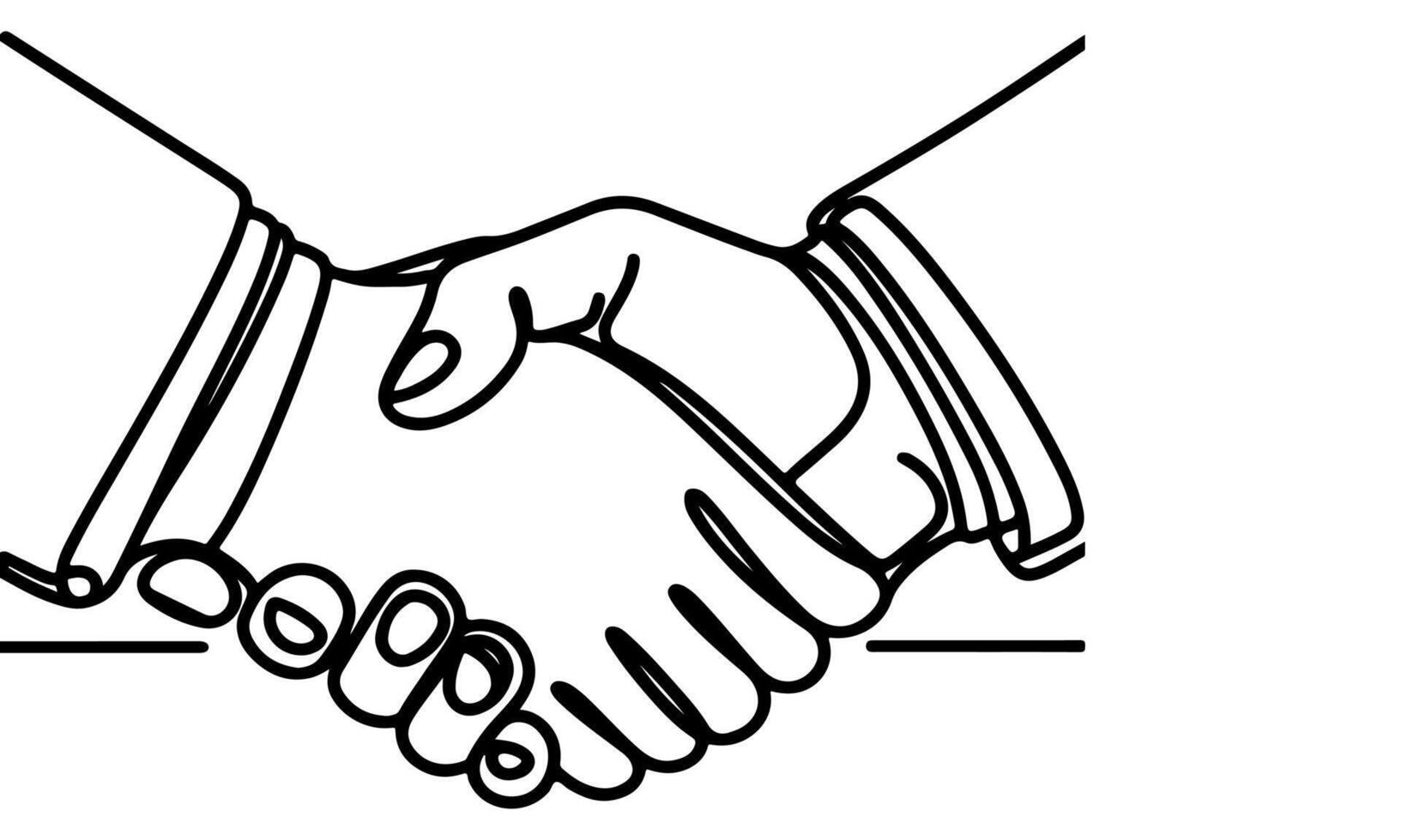 AI generated one continuous black line drawing closeup businessmen handshake outline doodle vector illustration on white background