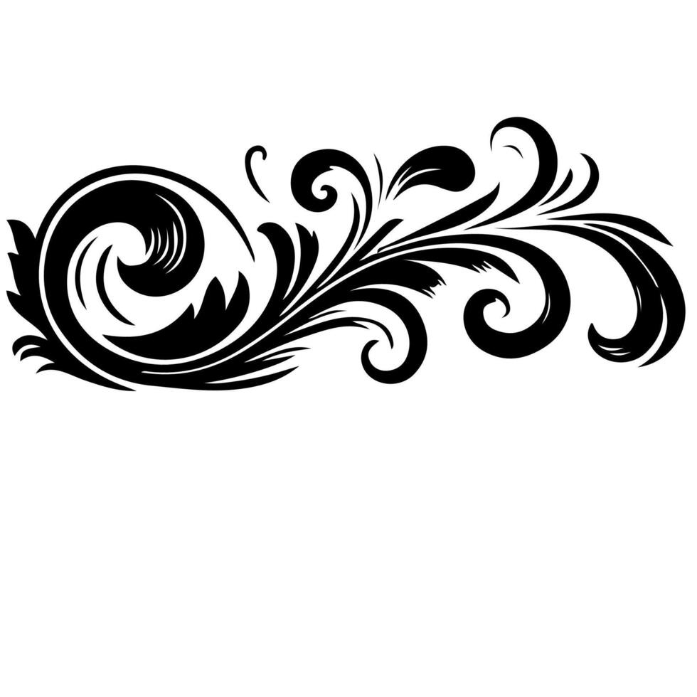 ai generado elegante remolinos damasco con floral flor mano dibujar naranja negro línea estilo elemento ilustración en blanco antecedentes vector