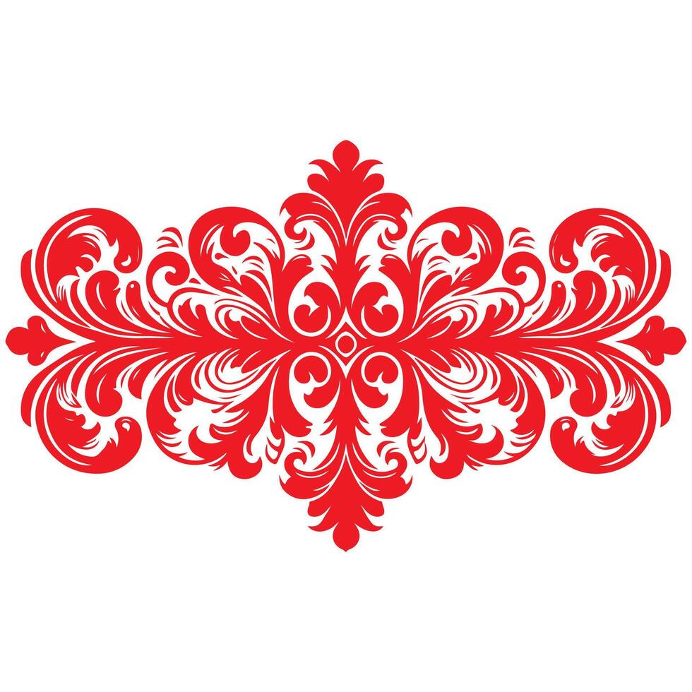 damask red color element oriental vector isolated ob white background