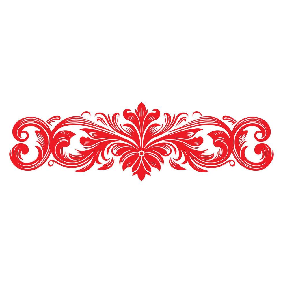 damask red color element oriental vector isolated ob white background
