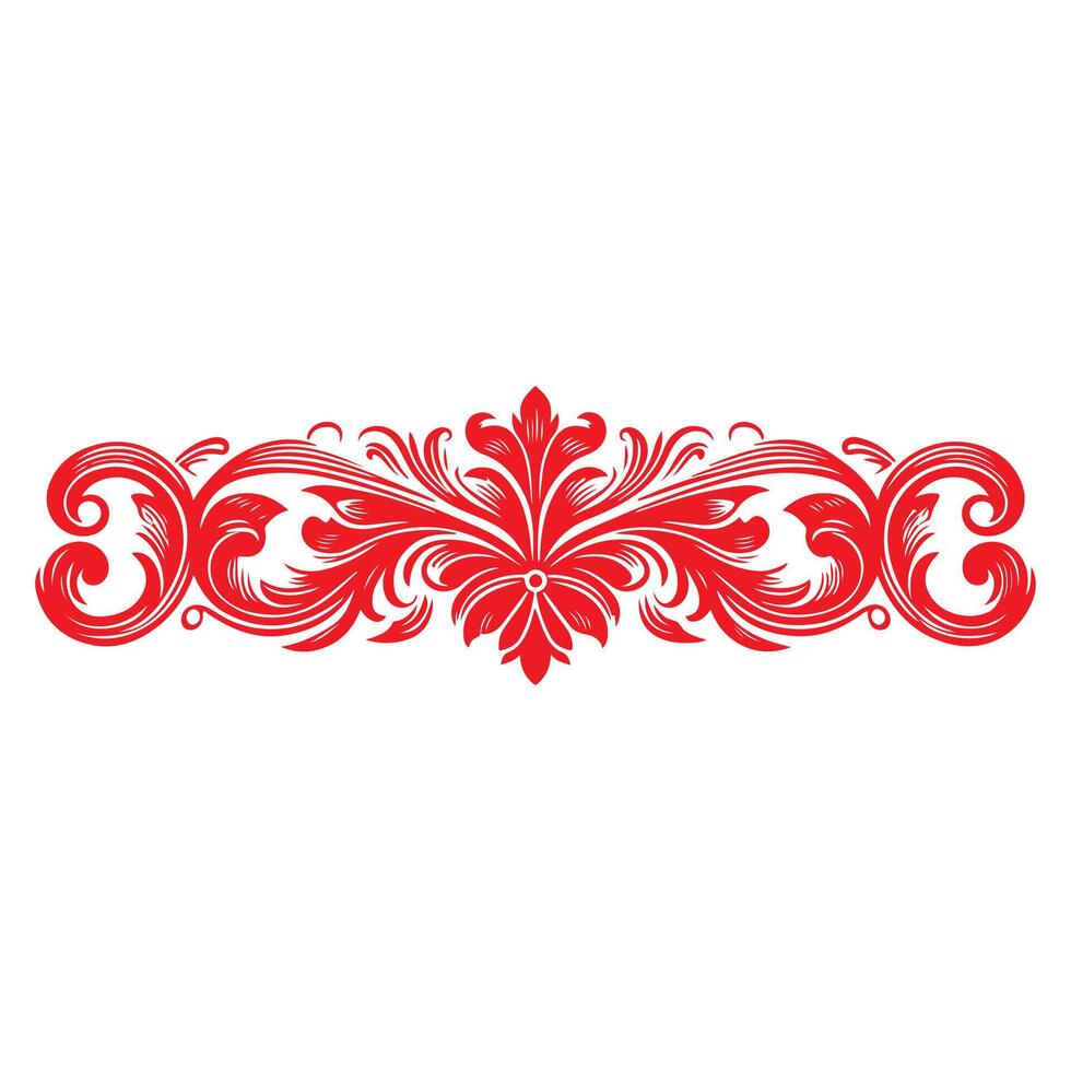 damask red color element oriental vector isolated ob white background