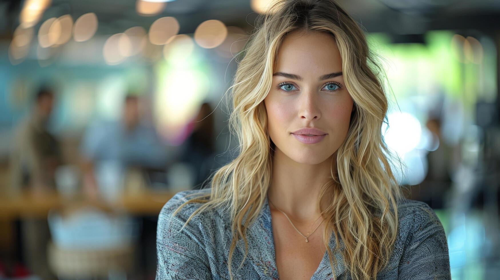 AI generated Woman With Long Hair Wearing Black Shirt photo