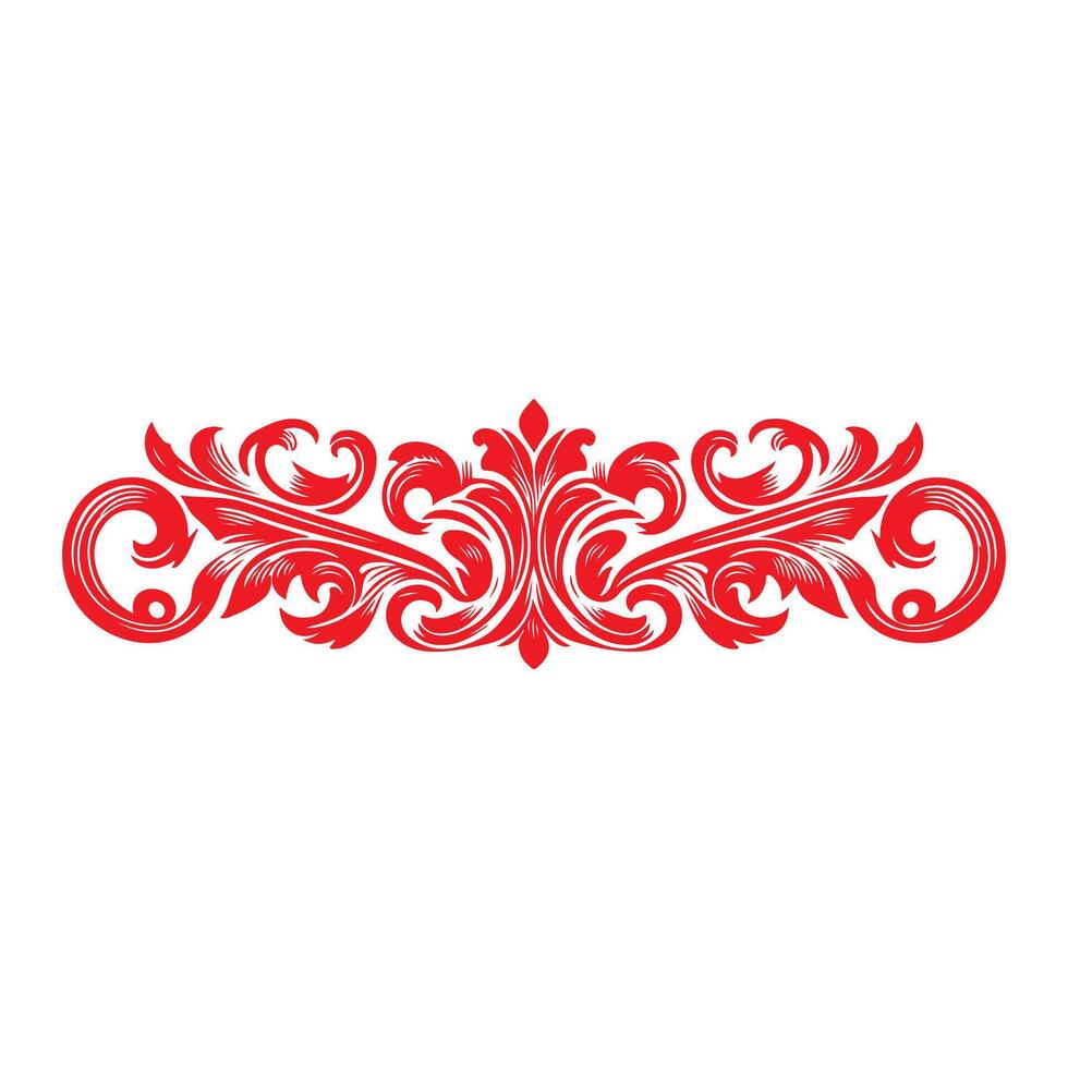 damask red color element oriental vector isolated ob white background
