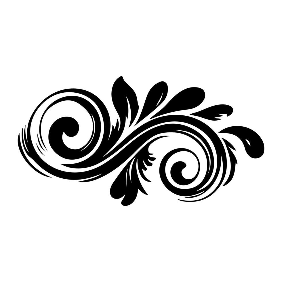 ai generado elegante remolinos damasco con floral flor mano dibujar naranja negro línea estilo elemento ilustración en blanco antecedentes vector