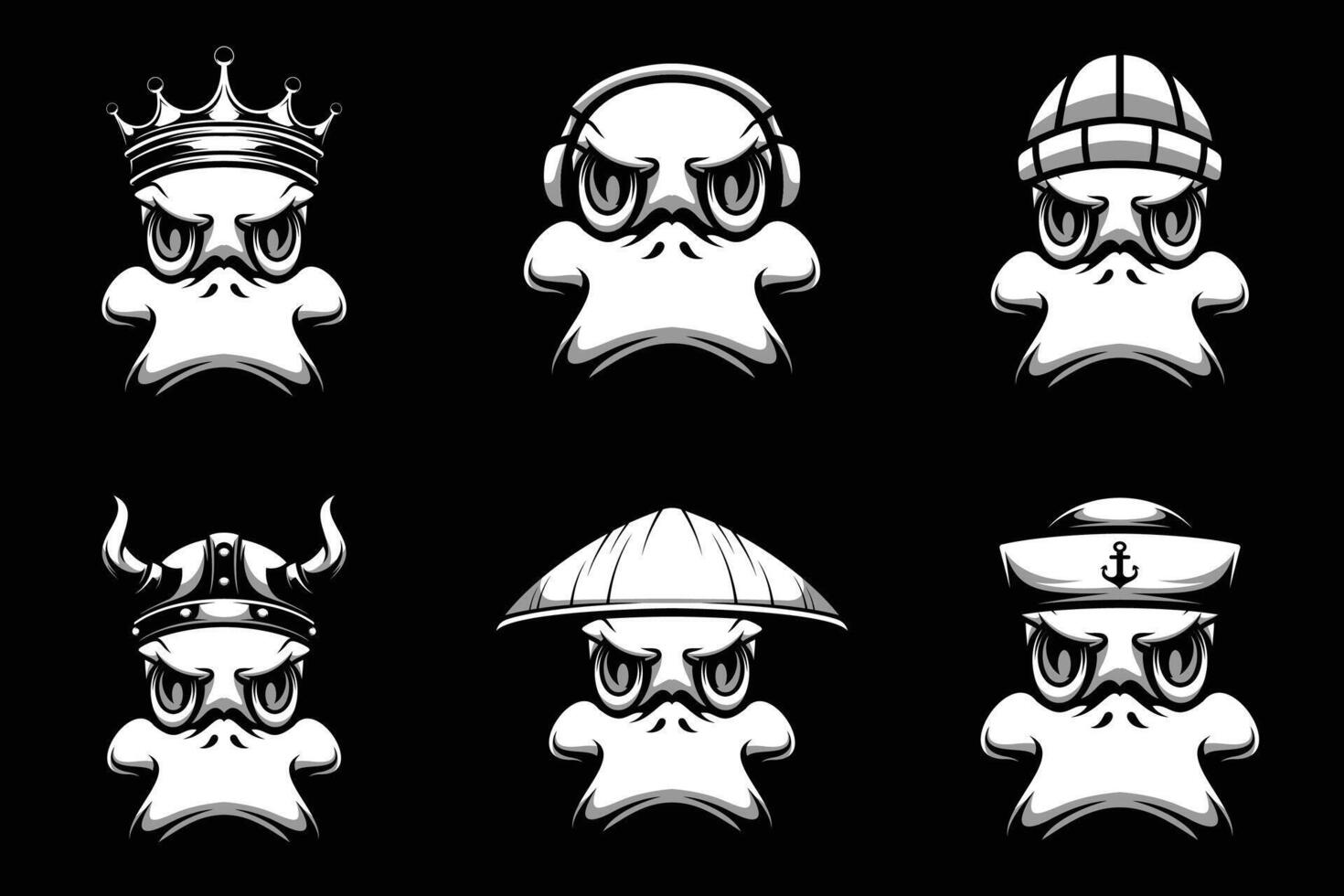 Duck Bundle Black and White vector