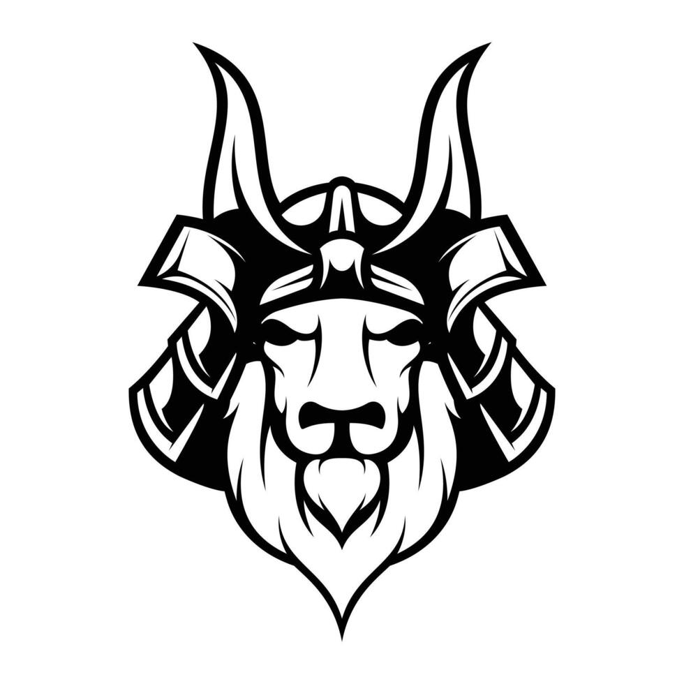 Buffalo Samurai Outline Version vector