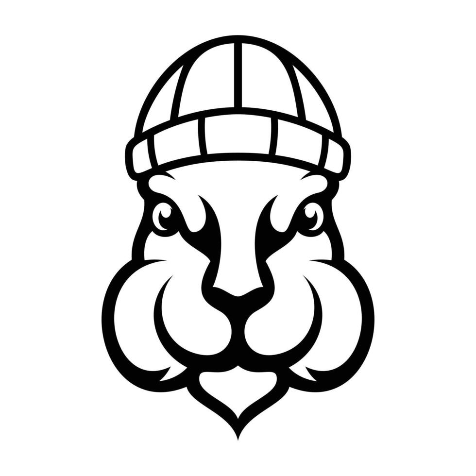 Rabbit Beanie Hat Outline Version vector
