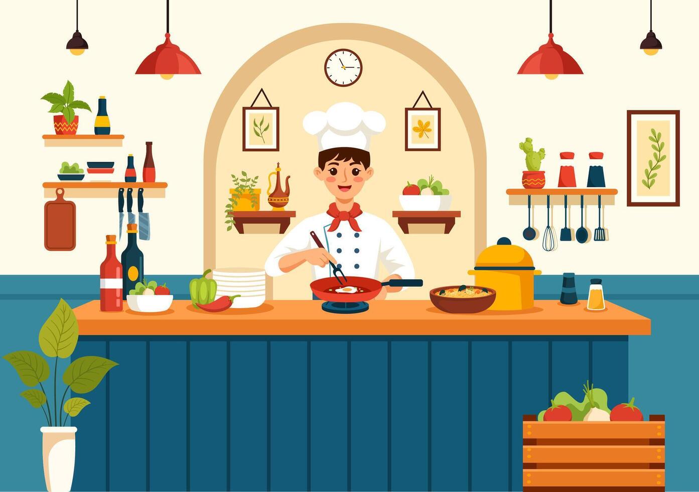 Español restaurante vector ilustración con varios de comida menú tradicional plato típico receta y cocina en plano dibujos animados antecedentes diseño