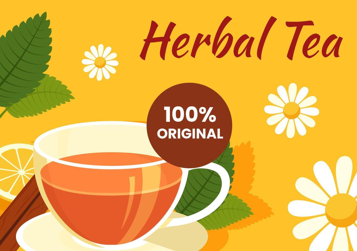 Herbal Tea Social Media Background Flat Cartoon Hand Drawn Templates Illustration vector