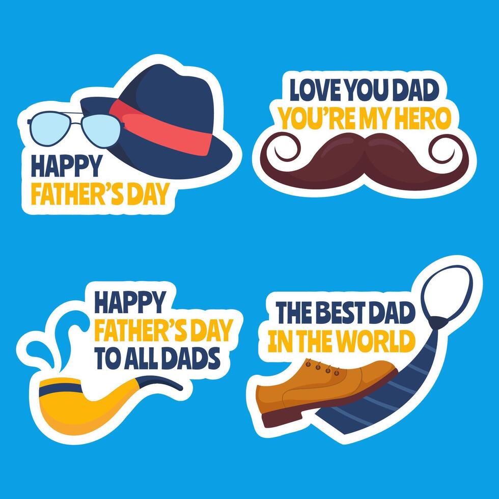 Father Day Label Flat Cartoon Hand Drawn Templates Background Illustration vector