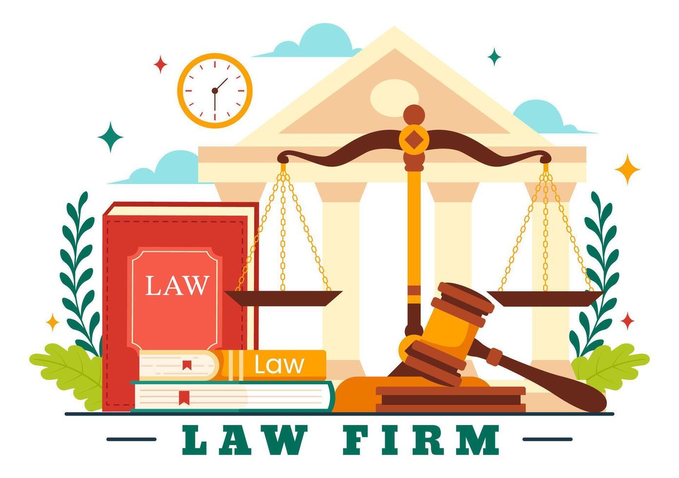 Law Firm Services Vector Illustration with Justice, Legal Advice, Judgement and Lawyer Consultant in Flat Cartoon Background Design