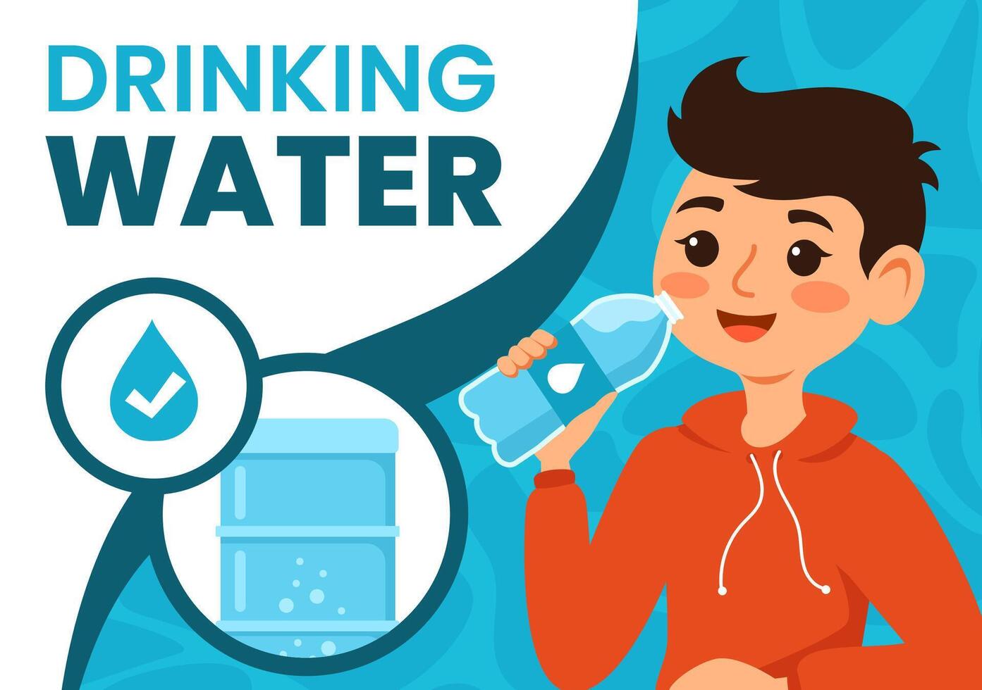 Drinking Water Social Media Background Flat Cartoon Hand Drawn Templates Illustration vector