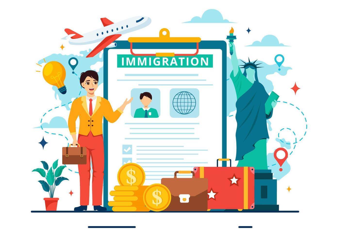 Immigration Consultant Vector Illustration with Counseling Assistance for Provide Advice to People Who Will Make the Move in Flat Background