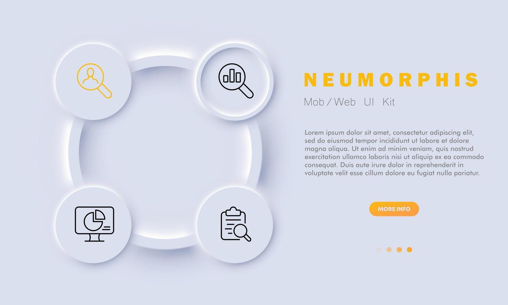 Data visualization, graphical analysis, visual representation, statistical chart, bar graph. Neomorphism style. Vector line icon for business and advertising