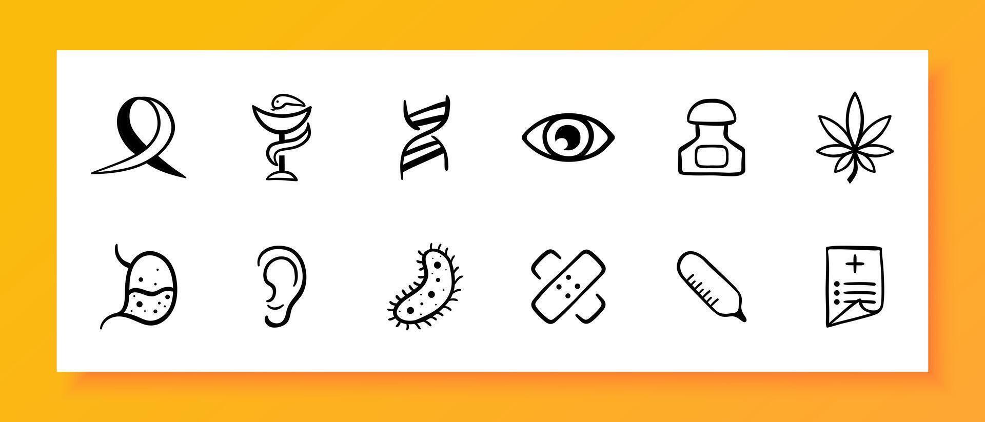 HIV icon set. AIDS, infection, analysis, hospital, symptom, disease, virus, immunity. Black icon on a white background. Vector line icon for business and advertising