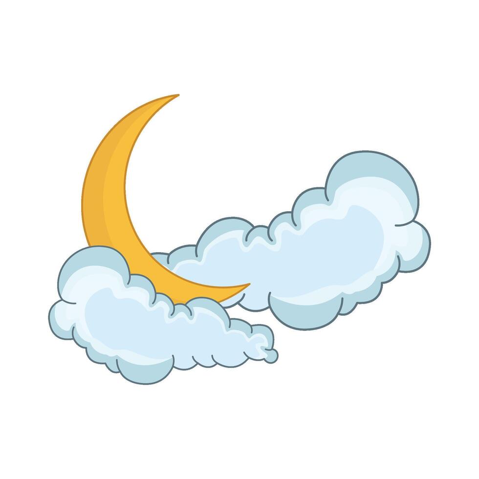 illustration of moon and cloud vector