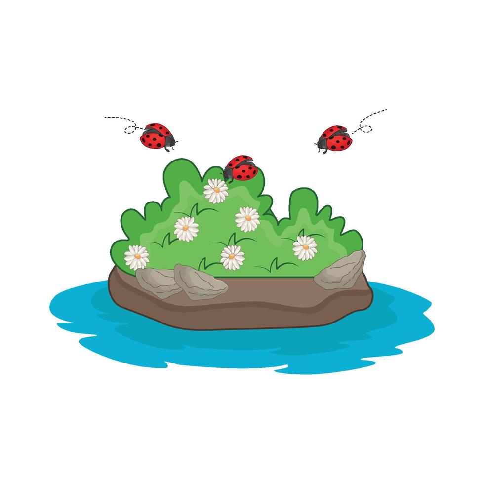 illustration of grass and ladybug vector