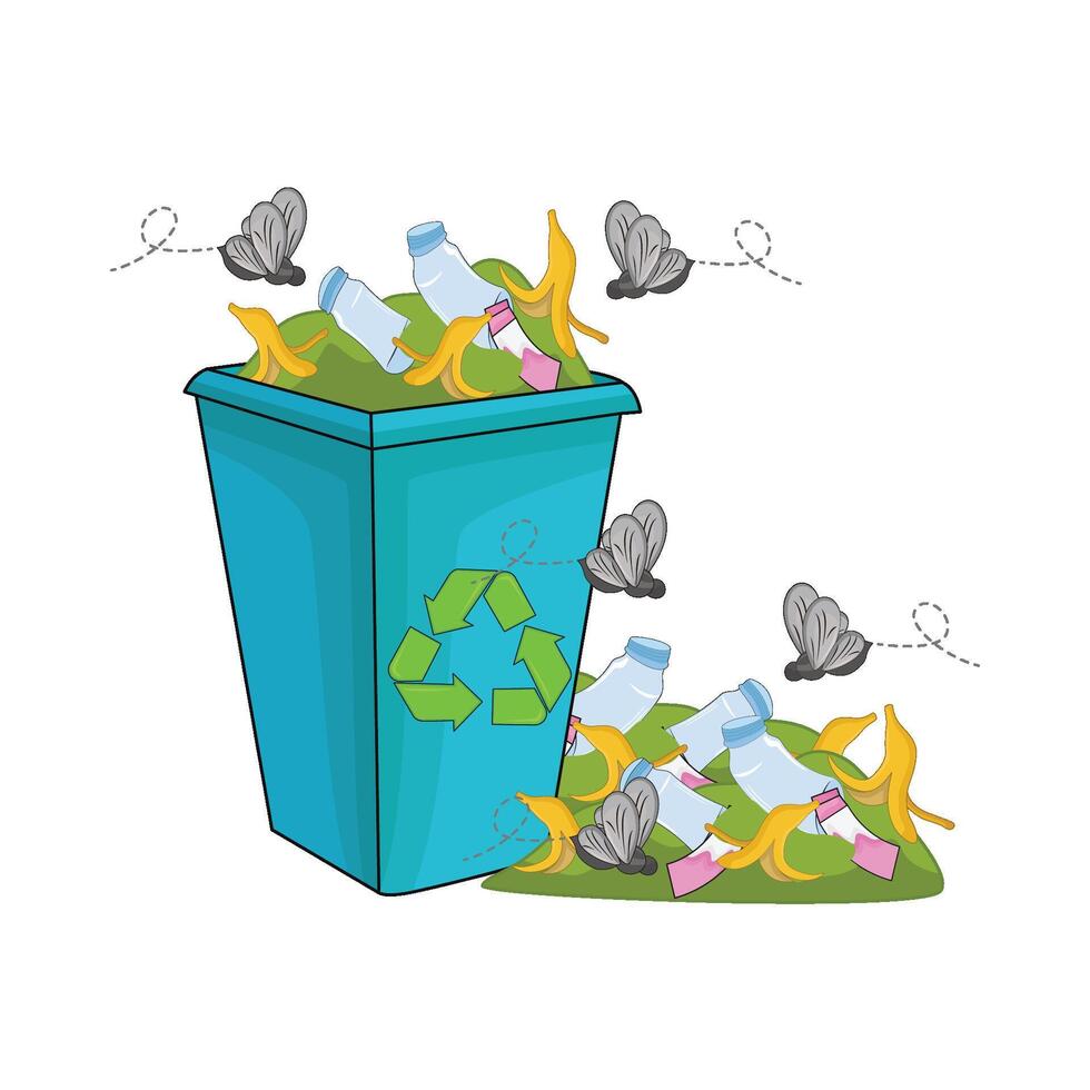 illustration of smelly trash can vector