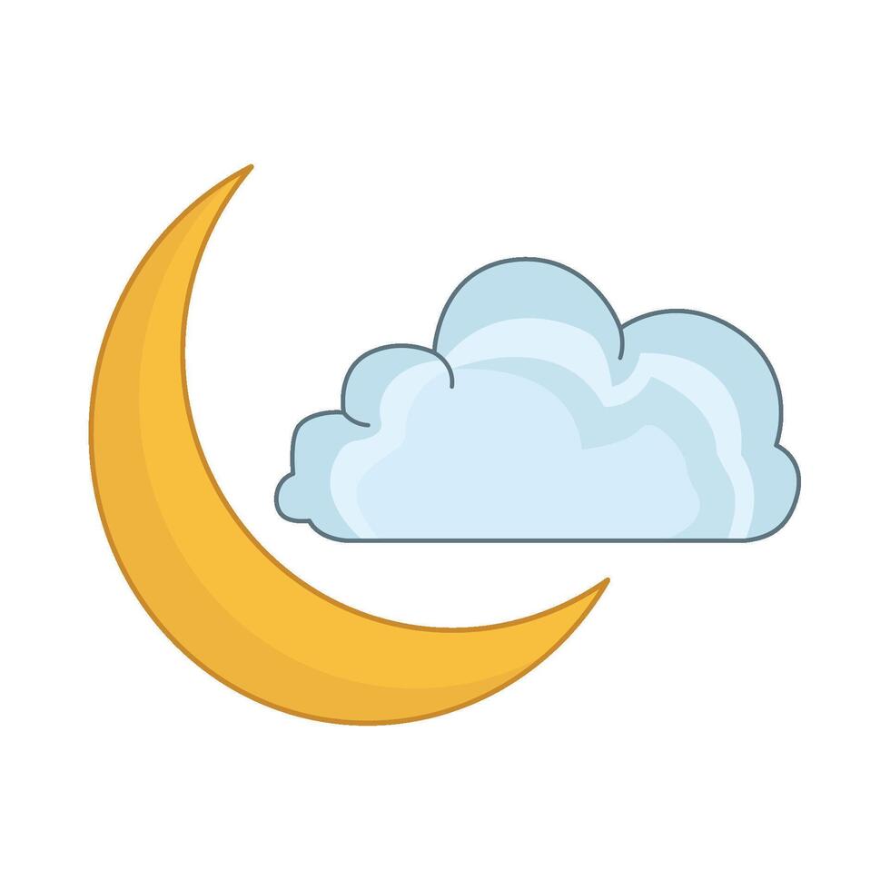 ilustración de Luna y nube vector